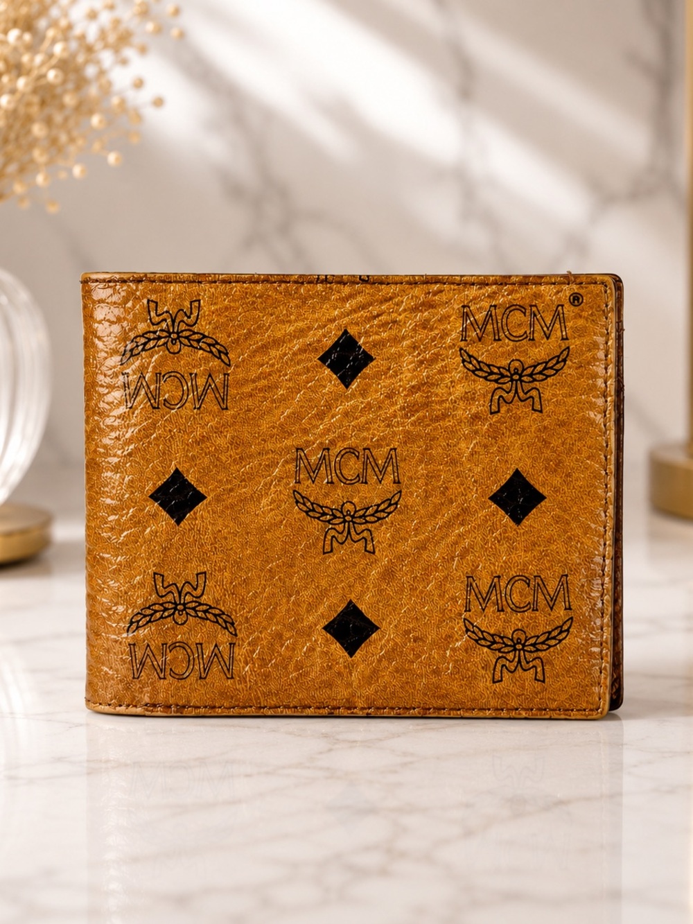MCM Visetos Cognac Bifold Wallet | Men’s Leather Wallet | Vintage